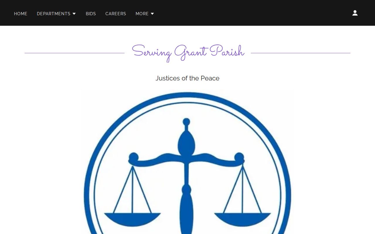 Grant Parish justice of the peace district rows listed in the state justice court directory